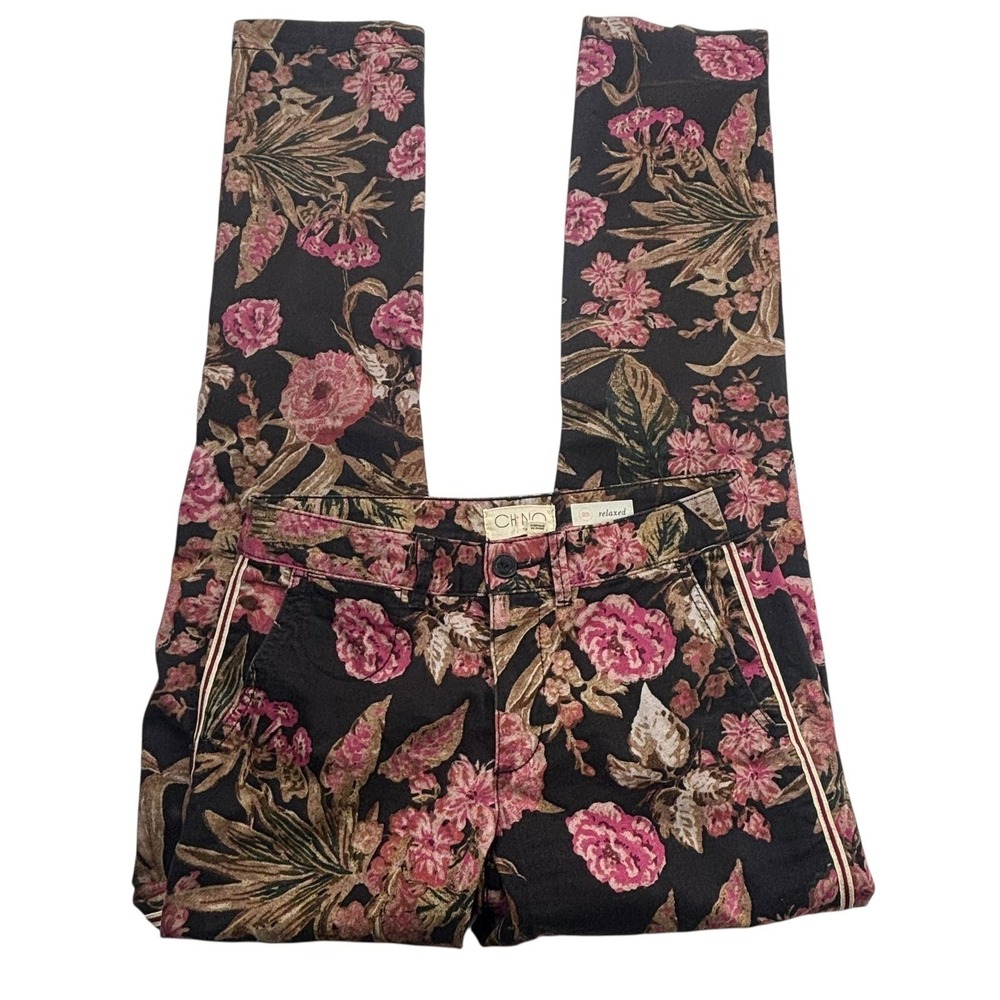 Anthropologie Womens Size 25 Floral Relaxed Fit Chino Pants Actual 27"Wx30.5"Ins - Picture 3 of 15